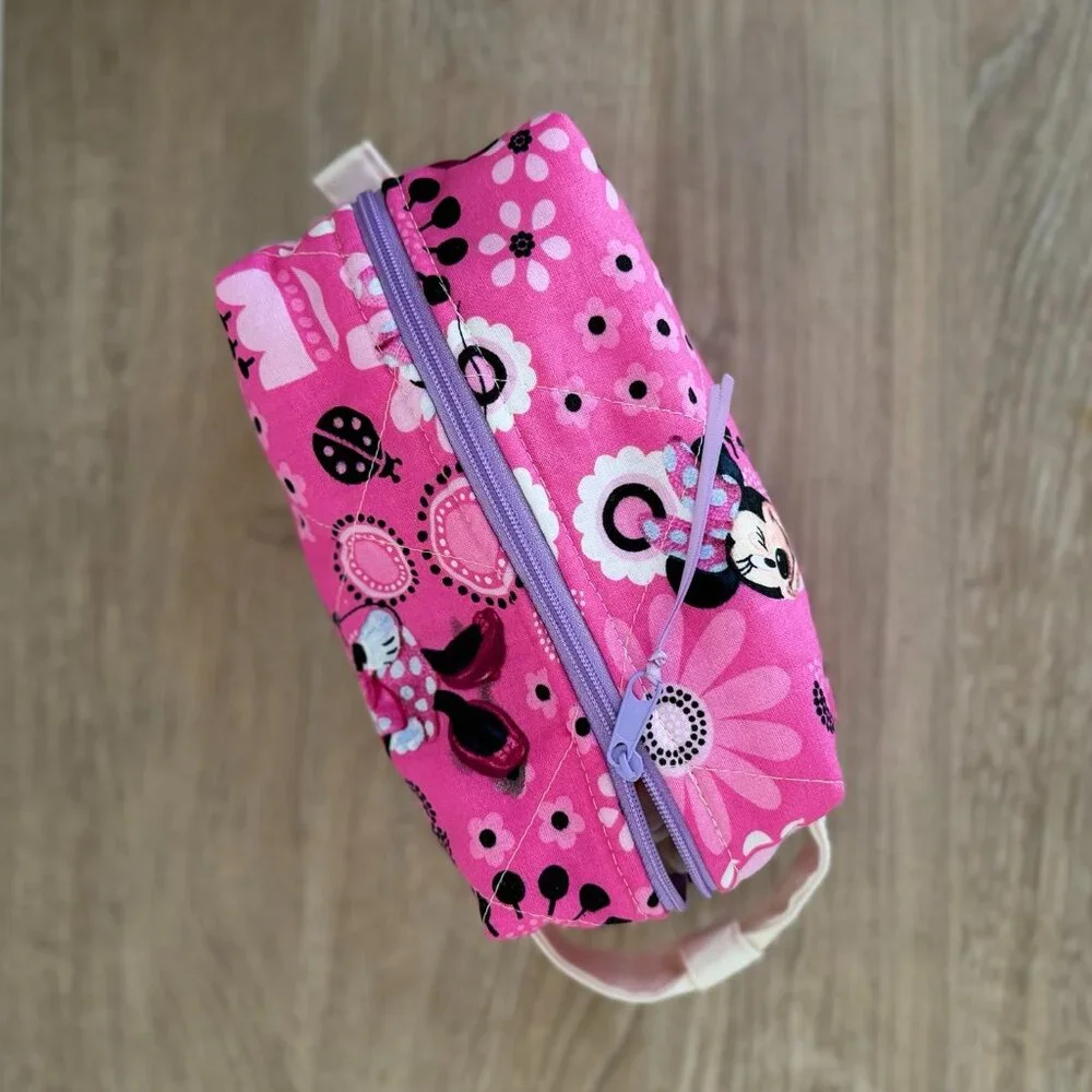 Handmade Pink Mickey Large Zipper Pouch Cosmetics Makeup Bag - New‎ Item